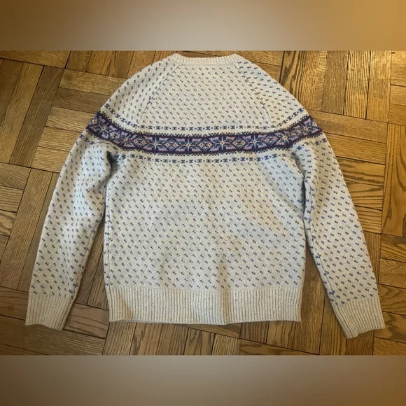 J Crew Lambswool Fair Isle sweater with bird's eye size medium